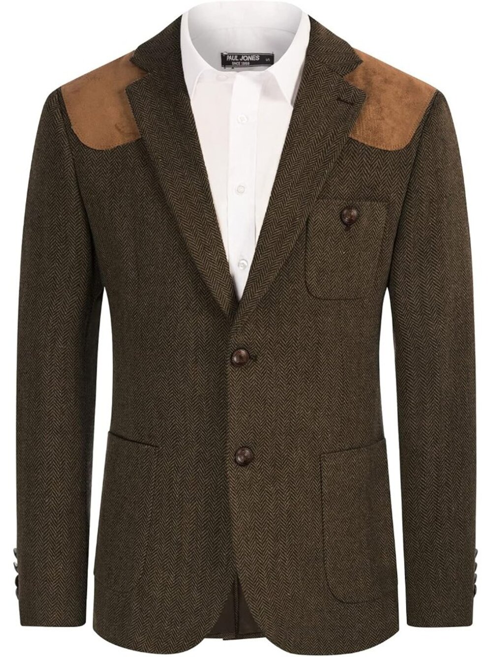 Mens Blazer Tweed Wool Blend Sport Coat Herringbone Jacket